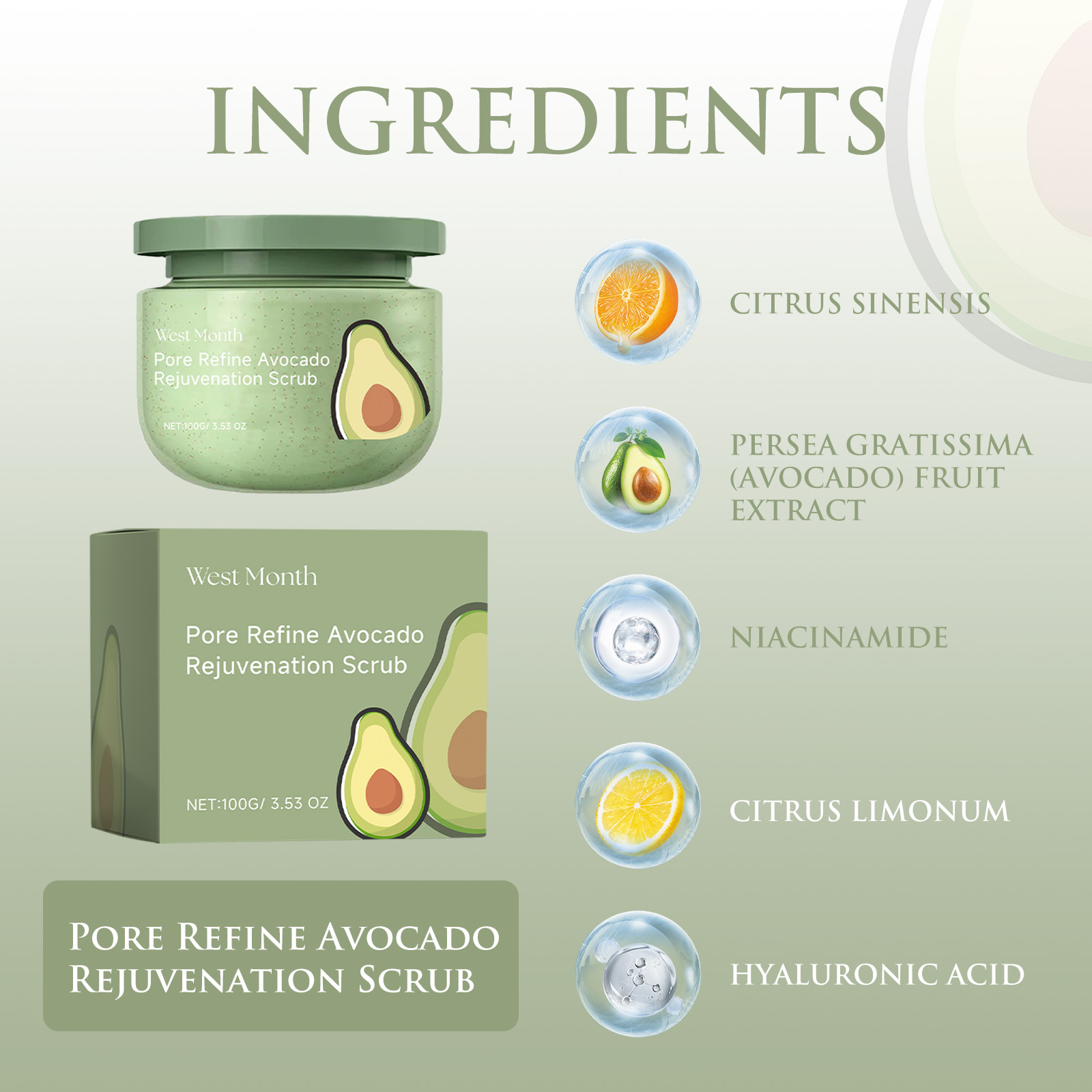 Avocado Ice Cream Body Scrub 1 - Luxury Glow Skincare reseña y precio